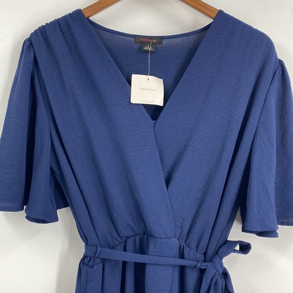 Fraiche By J Navy High Low Faux Wrap Midi Dress New With Tags Large - Picture 3 of 11